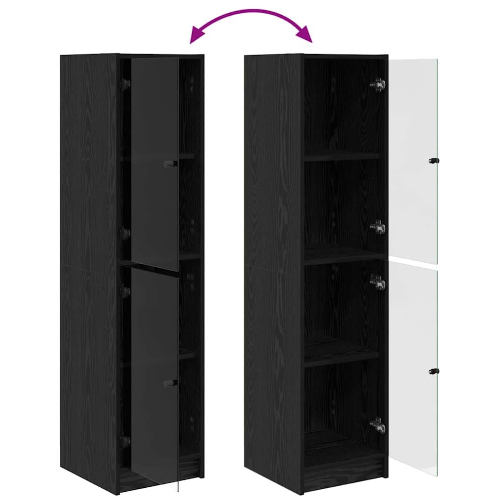 Highboard Μαύρη Οξυά 35 x 37 x 142 εκ Επεξεργασμένο ξύλο - Pakobazaar