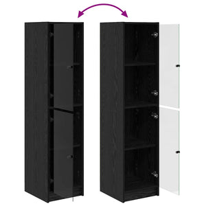 Highboard Μαύρη Οξυά 35 x 37 x 142 εκ Επεξεργασμένο ξύλο - Pakobazaar