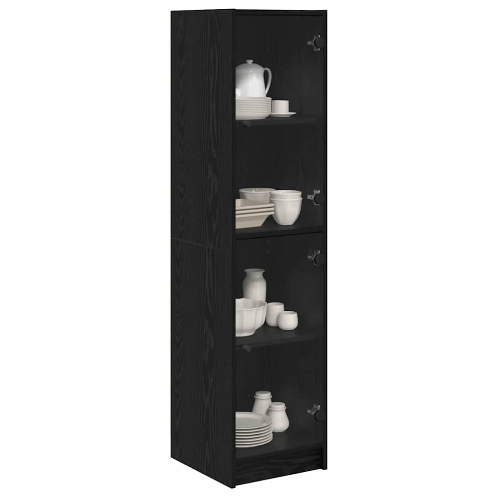 Highboard Μαύρη Οξυά 35 x 37 x 142 εκ Επεξεργασμένο ξύλο - Pakobazaar