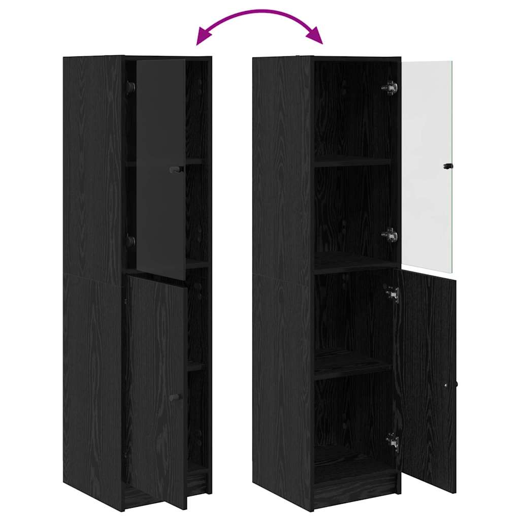 Highboard Μαύρη Οξυά 35 x 37 x 142 εκ Επεξεργασμένο ξύλο - Pakobazaar