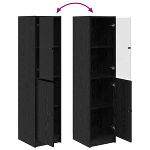 Highboard Μαύρη Οξυά 35 x 37 x 142 εκ Επεξεργασμένο ξύλο - Pakobazaar