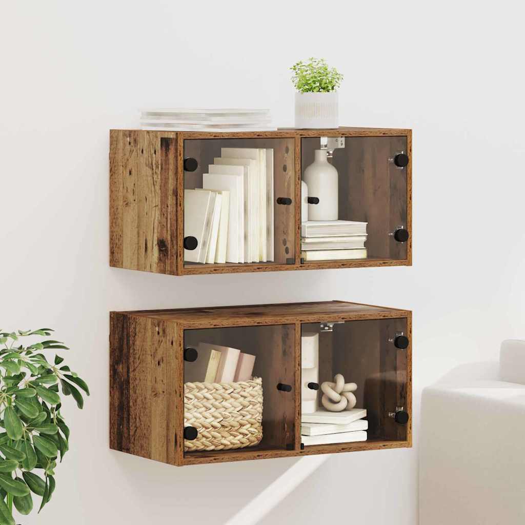 Ντουλάπια Τοίχου Επιτοίχιο 2 pcs Παλιό Ξύλο 68 x 37 x 35 εκ - Pakobazaar