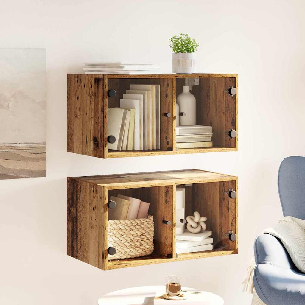 Ντουλάπια Τοίχου Επιτοίχιο 2 pcs Παλιό Ξύλο 68 x 37 x 35 εκ - Pakobazaar