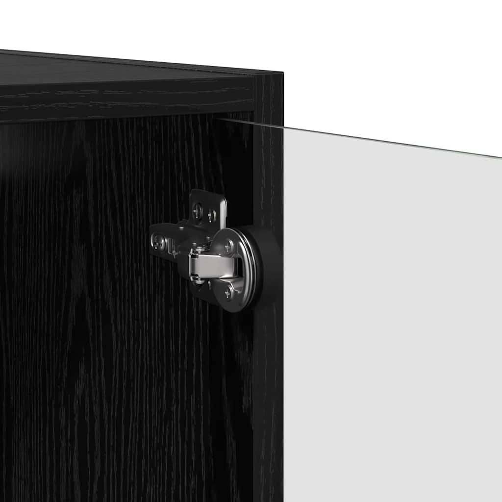 Ντουλάπια Τοίχου Επιτοίχιο 2 pcs Μαύρη Οξυά 68 x 37 x 35 εκ - Pakobazaar