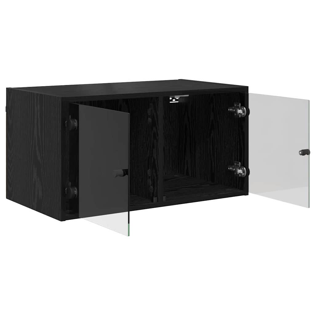 Ντουλάπια Τοίχου Επιτοίχιο 2 pcs Μαύρη Οξυά 68 x 37 x 35 εκ - Pakobazaar