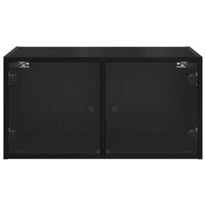Ντουλάπια Τοίχου Επιτοίχιο 2 pcs Μαύρη Οξυά 68 x 37 x 35 εκ - Pakobazaar