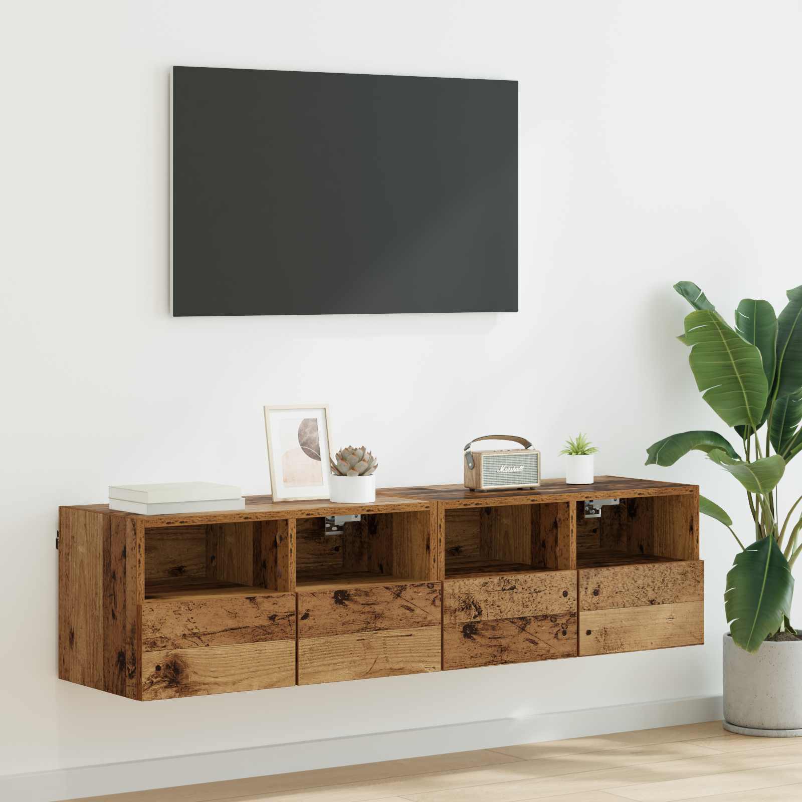 Βάσεις τηλεόρασης Επιτοίχιο 2 pcs Παλιό Ξύλο 60 x 30 x 30 cm - Pakobazaar