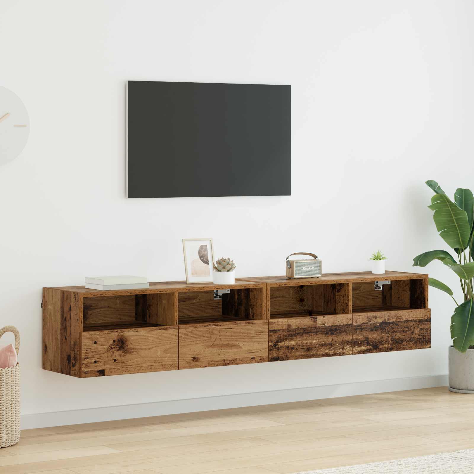 Βάσεις τηλεόρασης Επιτοίχιο 2 pcs Παλιό Ξύλο 80 x 30 x 30 εκ - Pakobazaar