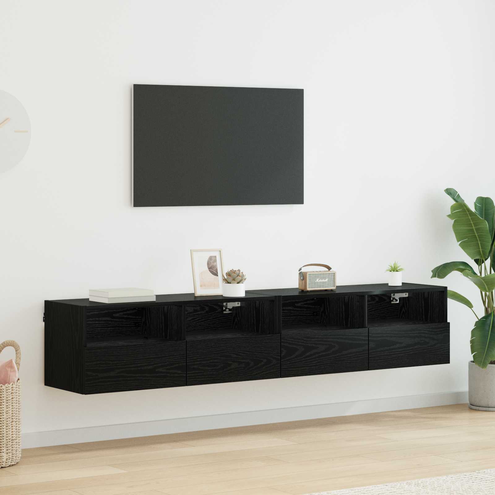Βάσεις τηλεόρασης Επιτοίχιο 2 pcs Μαύρη Οξυά 80 x 30 x 30 εκ - Pakobazaar