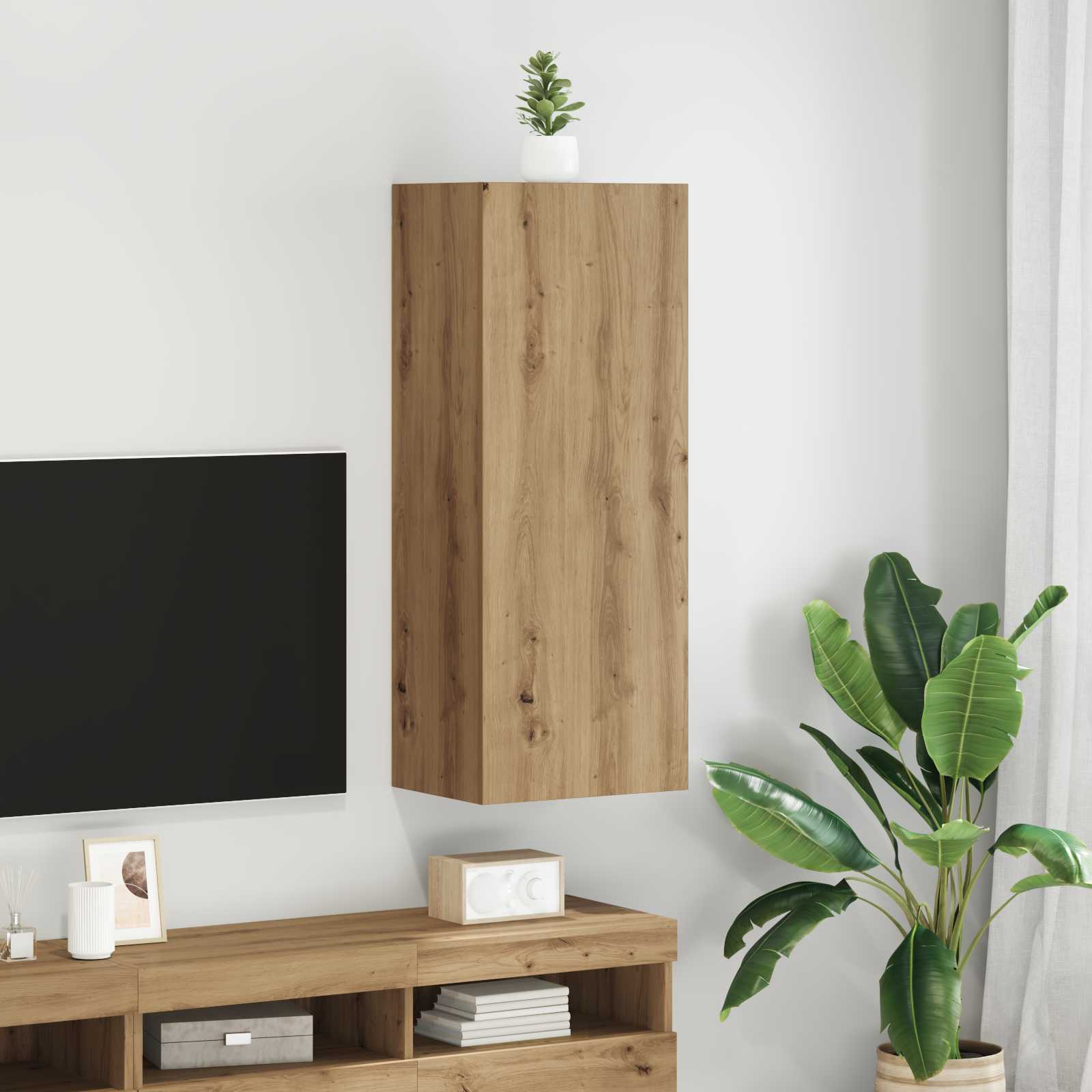 Ντουλάπι Τηλεόρασης Τοίχου Artisan Oak 40,5 x 30 x 102 εκ. - Pakobazaar