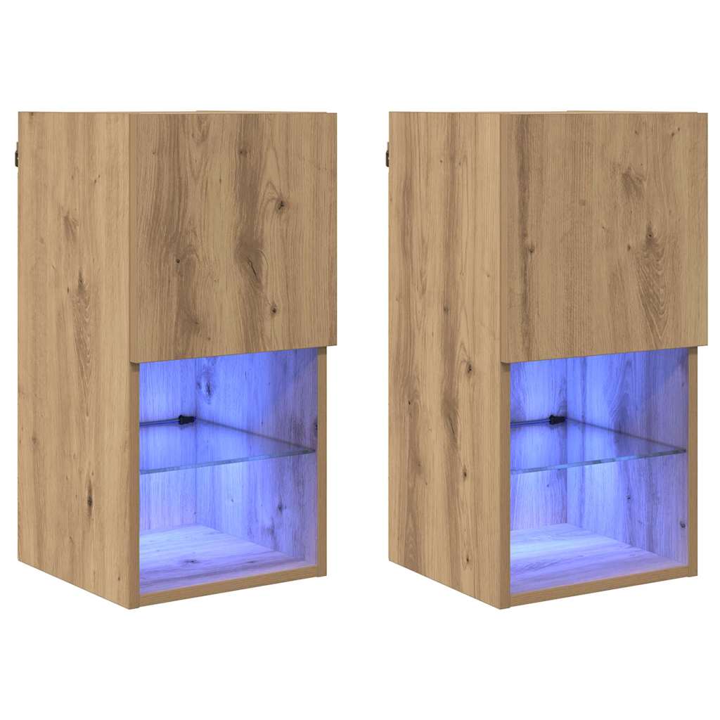 Τοίχου ντουλάπες τηλεόρασης Επιτοίχιο 2 pcs Artisan Oak - Pakobazaar