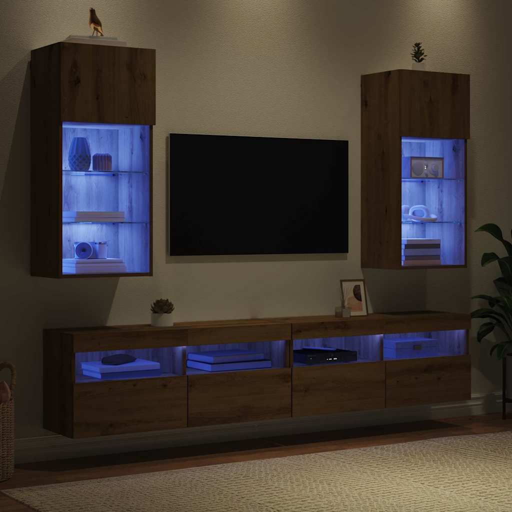 Τοίχου ντουλάπες τηλεόρασης 2 pcs Artisan Oak 40,5 x 30 x 90 εκ - Pakobazaar