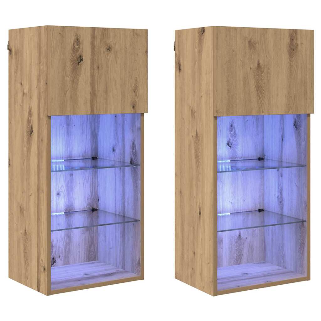 Τοίχου ντουλάπες τηλεόρασης 2 pcs Artisan Oak 40,5 x 30 x 90 εκ - Pakobazaar