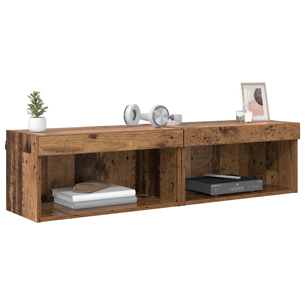 Σετ επίπλου τηλεόρασης με led Παλιό Ξύλο Επεξεργασμένο ξύλο - Pakobazaar