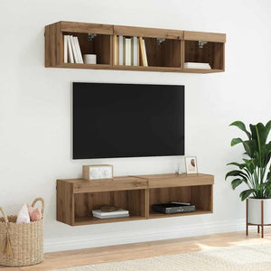 Σετ επίπλου τηλεόρασης με led Artisan Oak Επεξεργασμένο ξύλο - Pakobazaar