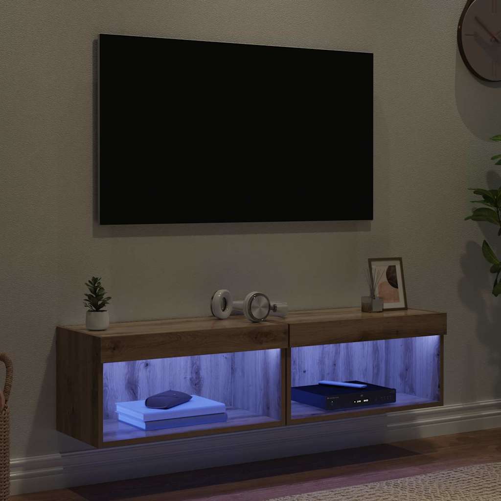 Σετ επίπλου τηλεόρασης με led Artisan Oak Επεξεργασμένο ξύλο - Pakobazaar