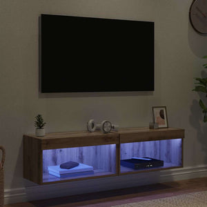 Σετ επίπλου τηλεόρασης με led Artisan Oak Επεξεργασμένο ξύλο - Pakobazaar
