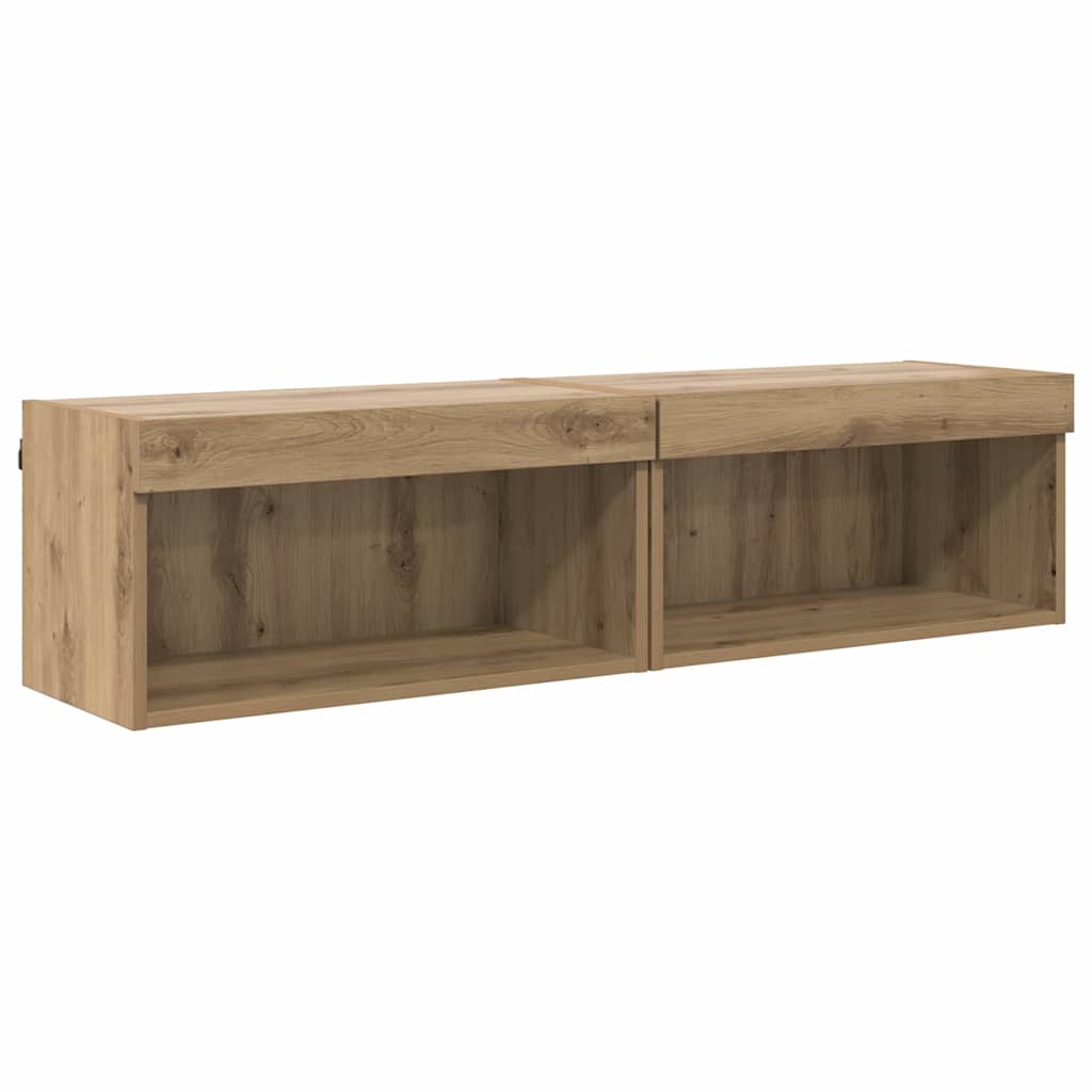 Σετ επίπλου τηλεόρασης με led Artisan Oak Επεξεργασμένο ξύλο - Pakobazaar