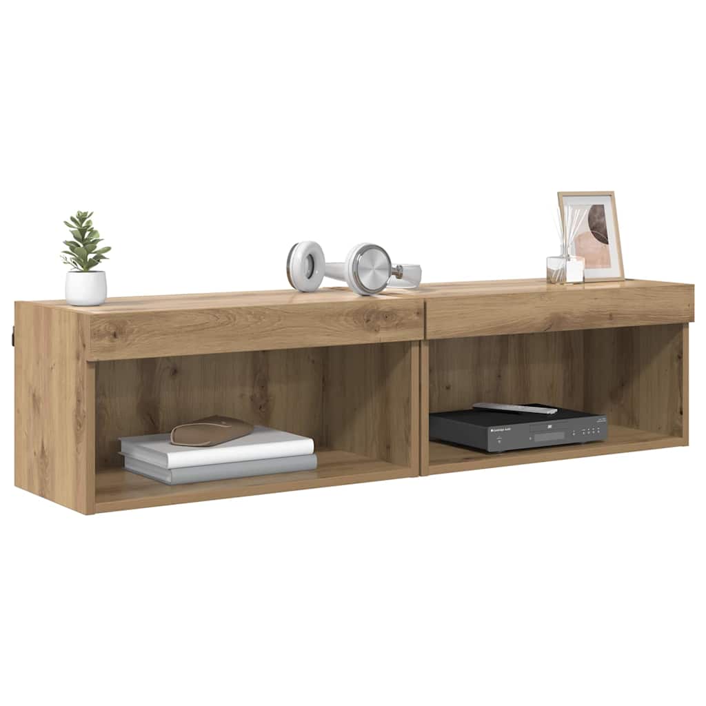 Σετ επίπλου τηλεόρασης με led Artisan Oak Επεξεργασμένο ξύλο - Pakobazaar