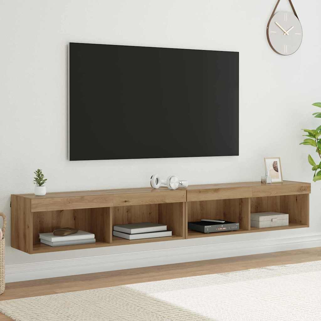 Σετ επίπλου τηλεόρασης με led Artisan Oak Επεξεργασμένο ξύλο - Pakobazaar