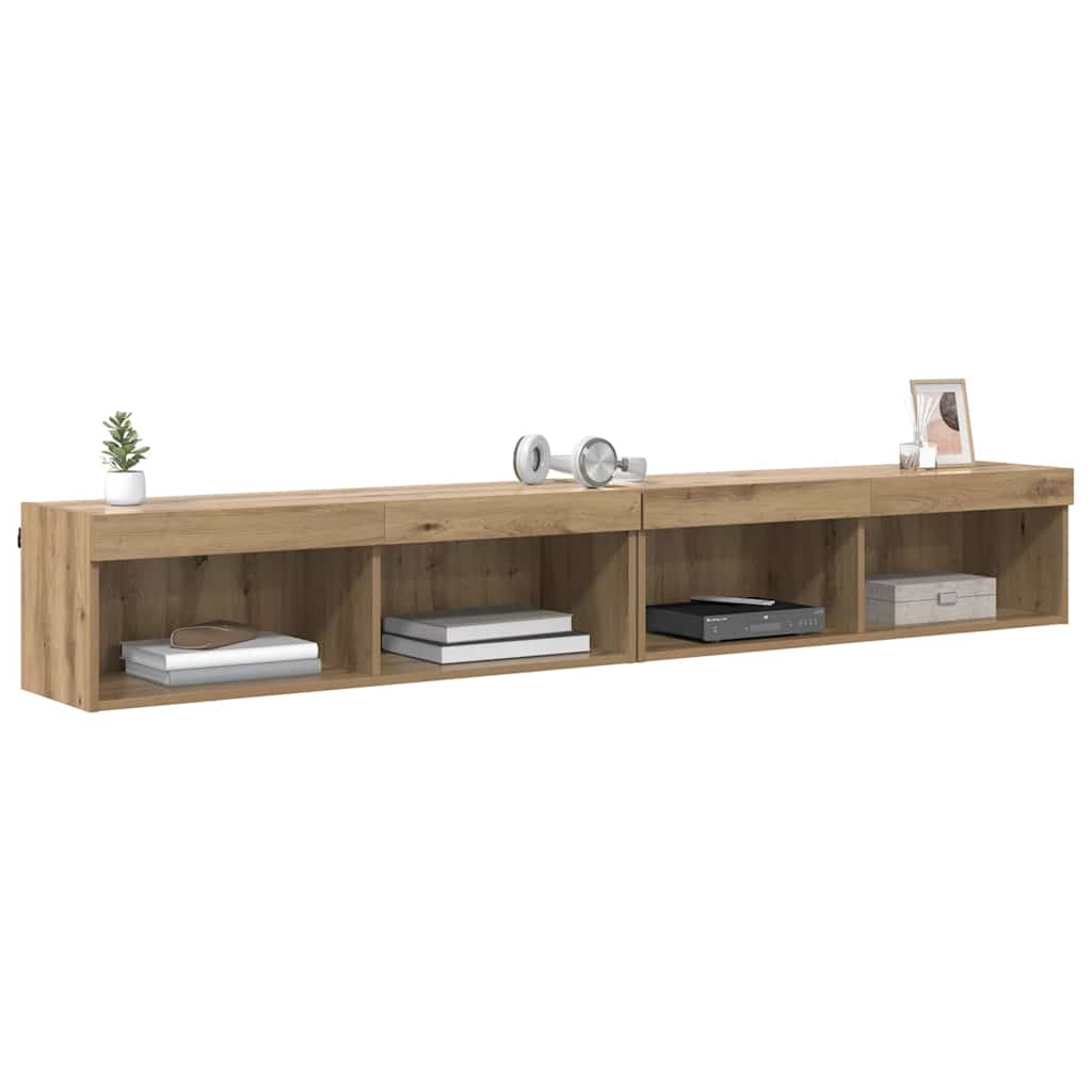 Σετ επίπλου τηλεόρασης με led Artisan Oak Επεξεργασμένο ξύλο - Pakobazaar