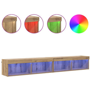 Σετ επίπλου τηλεόρασης με led Artisan Oak Επεξεργασμένο ξύλο - Pakobazaar