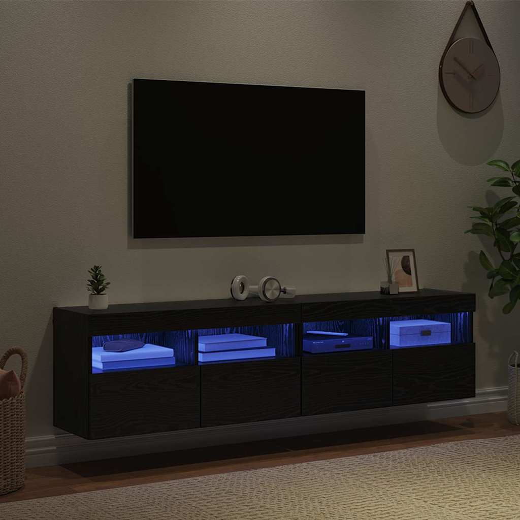 Βάσεις τηλεόρασης Επιτοίχιο 2 pcs Μαύρη Οξυά 80 x 30 x 40 εκ - Pakobazaar