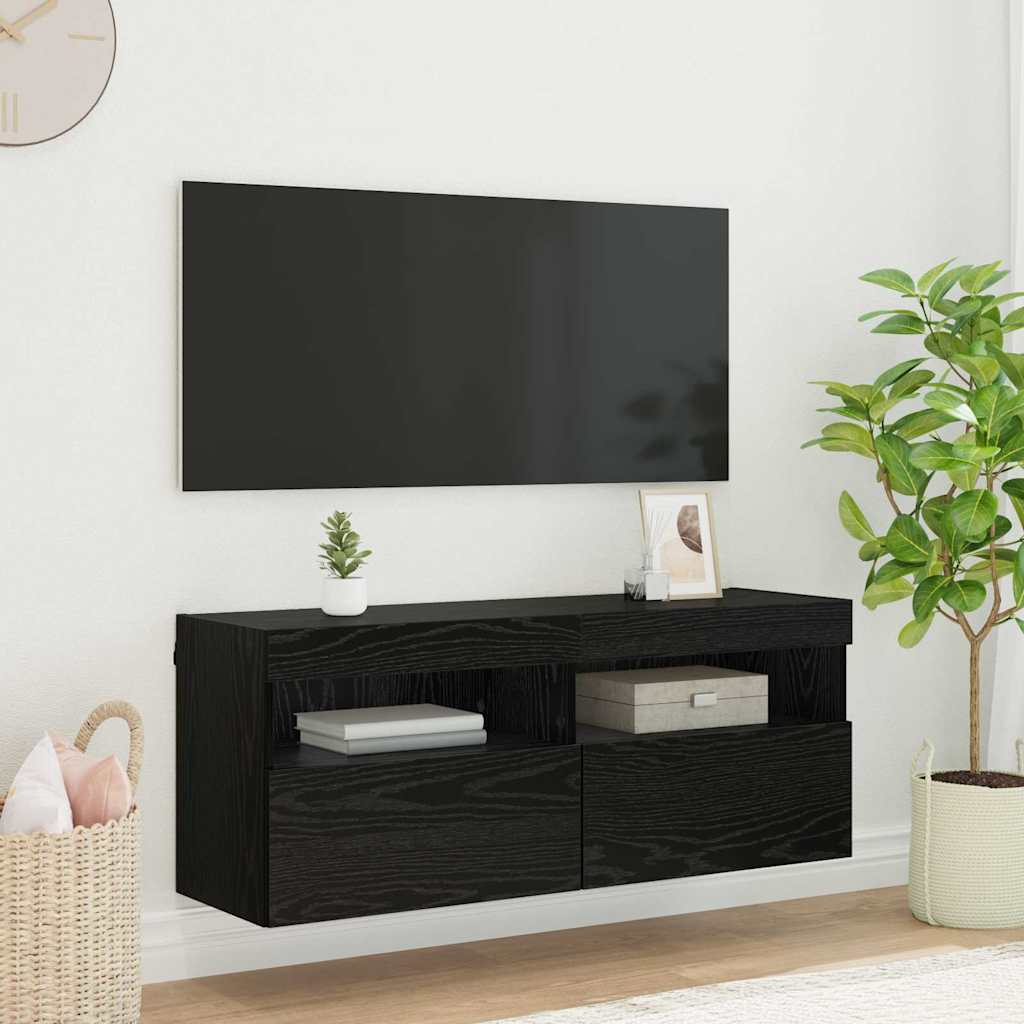 Ντουλάπι Τηλεόρασης Τοίχου Μαύρη Οξυά 100 x 30 x 40 εκ - Pakobazaar