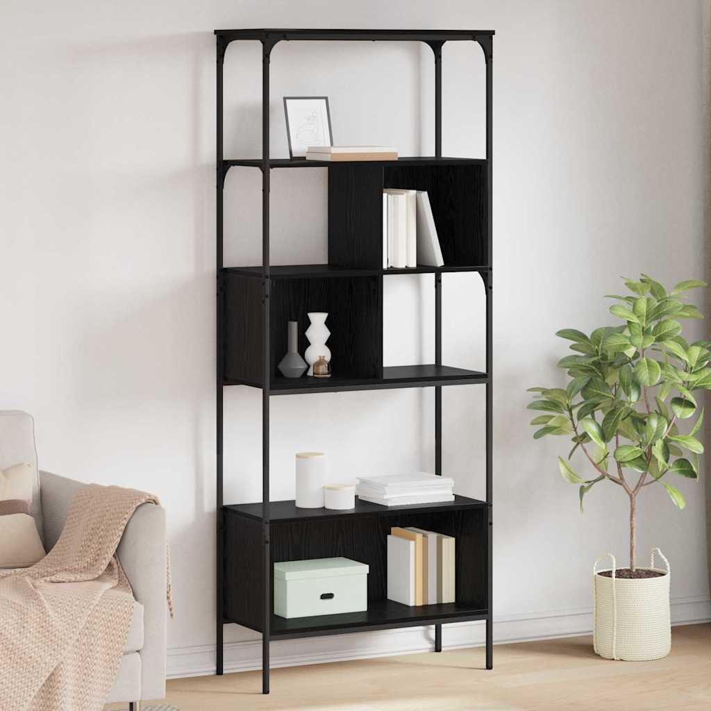 Βιβλιοθήκη Μαύρη Οξυά 76 x 33 x 188,5 εκ Επεξεργασμένο ξύλο
