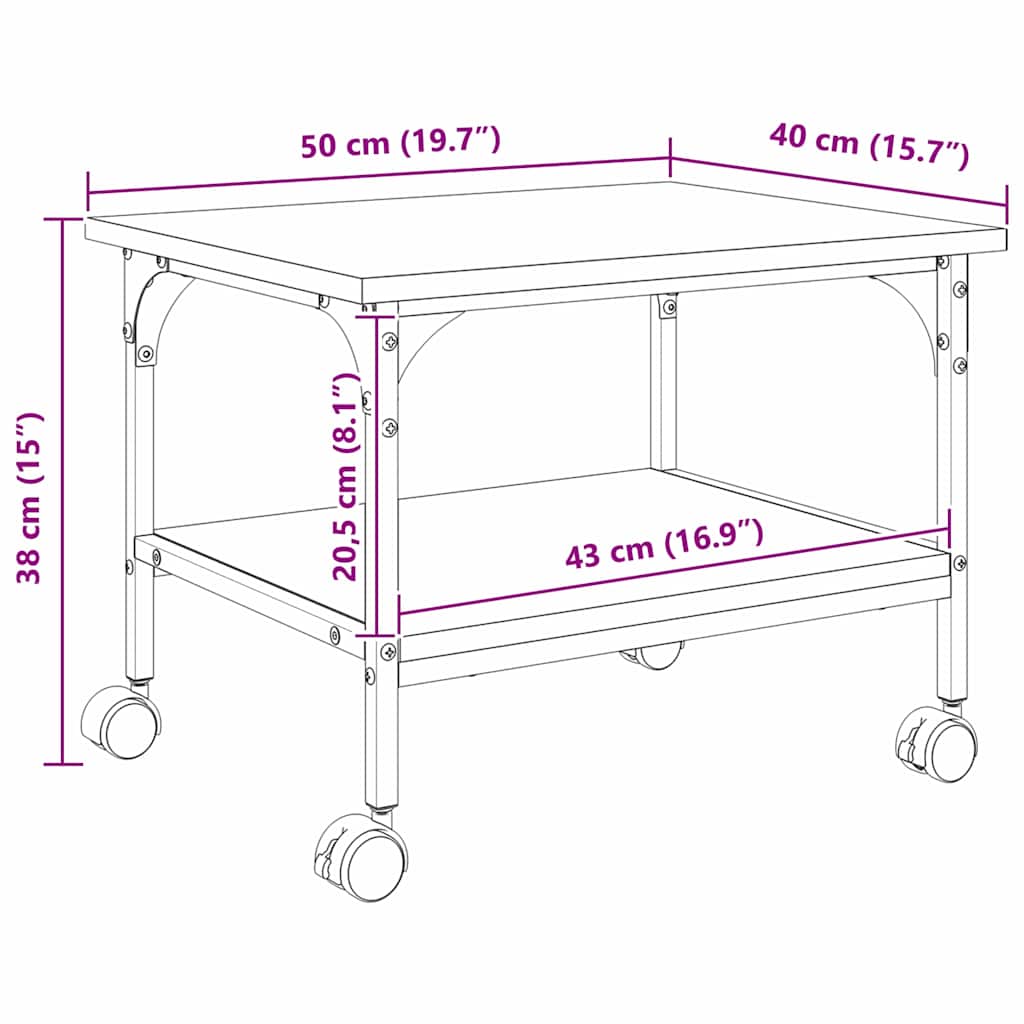 Σταντ Εκτυπωτή Μαύρη Οξυά 50 x 40 x 38 cm Επεξεργασμένο ξύλο - Pakobazaar