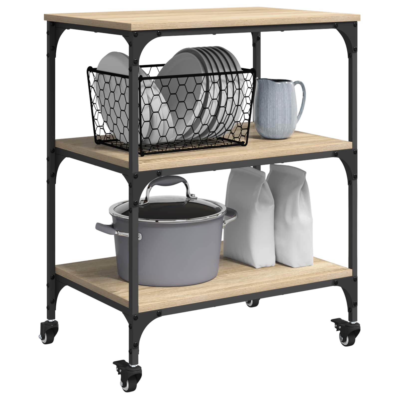 Καρότσι Κουζίνας Δρύς Sonoma 60 x 41 x 76 εκ. - Pakobazaar