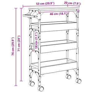 Καρότσι Κουζίνας Δρύς Sonoma 53 x 20 x 76 εκ. - Pakobazaar