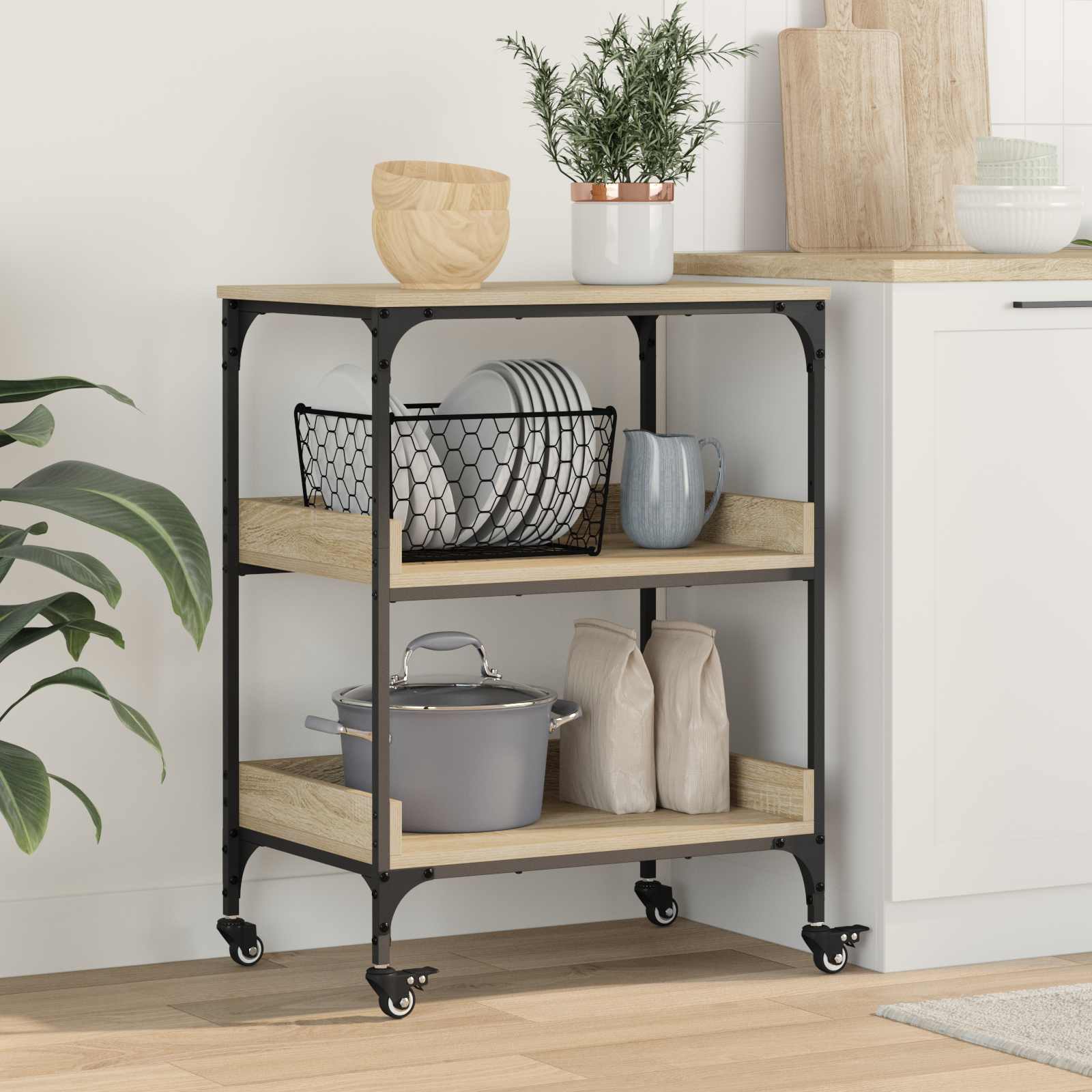 Καρότσι Κουζίνας Δρύς Sonoma 60 x 41 x 80,5 εκ. - Pakobazaar