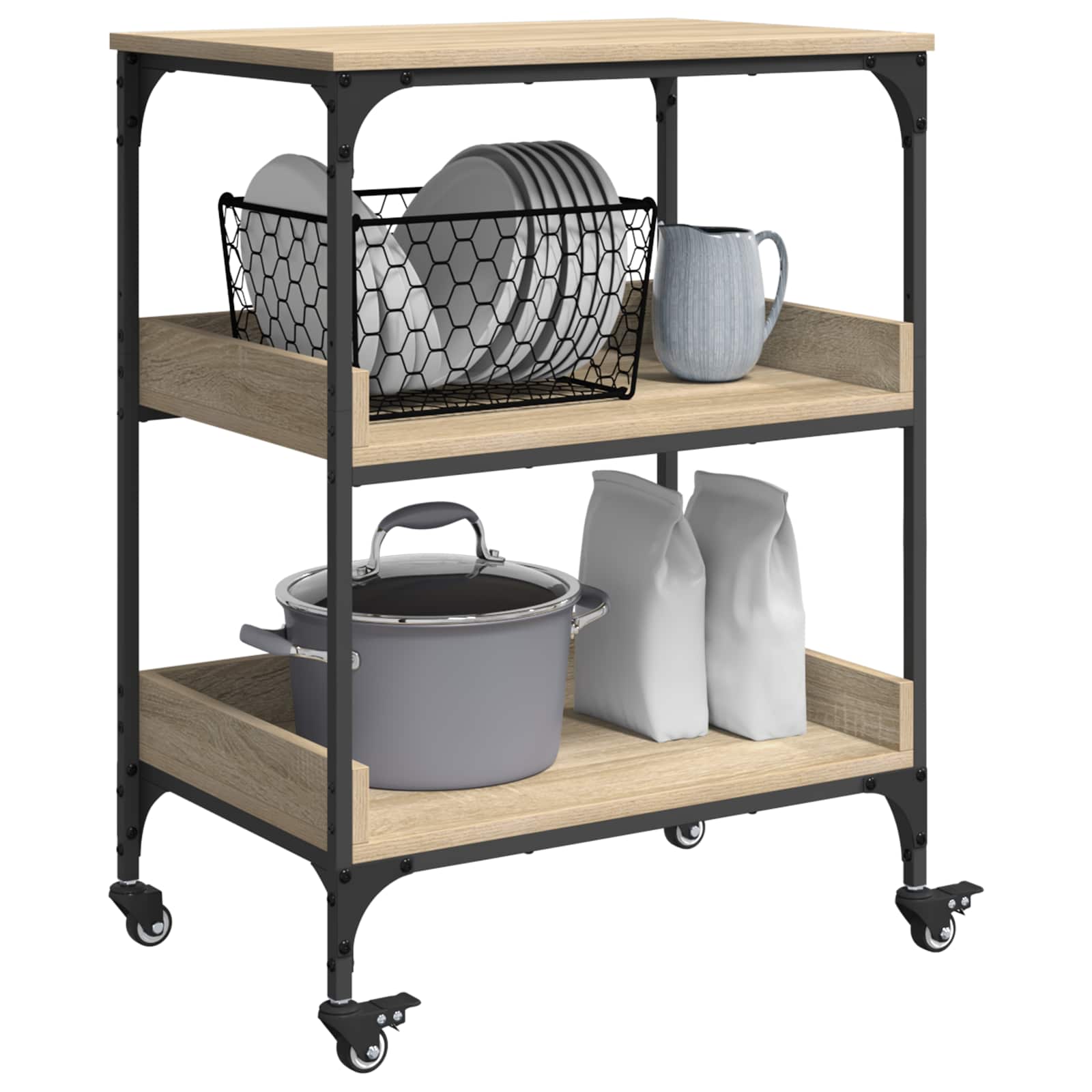 Καρότσι Κουζίνας Δρύς Sonoma 60 x 41 x 80,5 εκ. - Pakobazaar