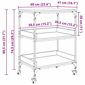 Καρότσι Κουζίνας Μαύρη Οξυά 60 x 41 x 80.5 εκ. - Pakobazaar