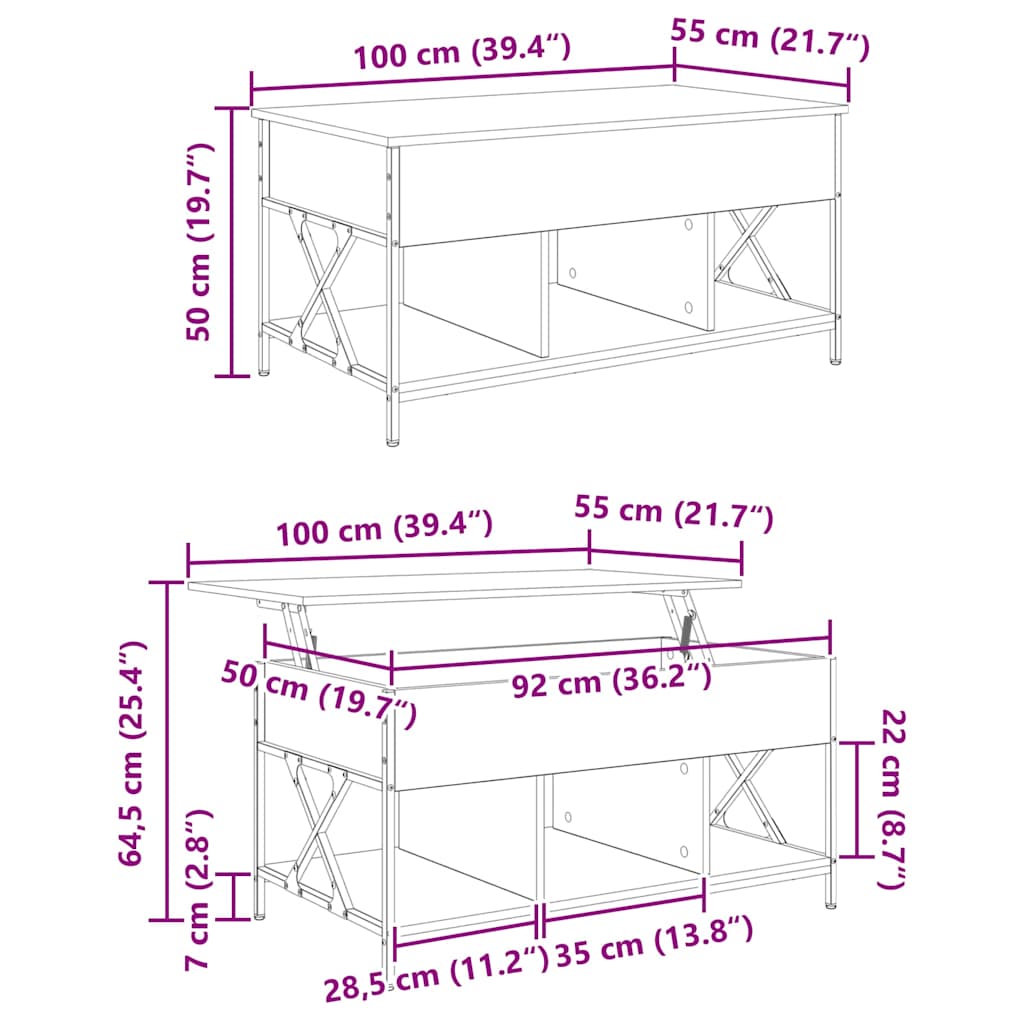 Τραπεζάκι σαλονιού Μαύρη Οξυά 100 x 55 x 48.5 εκ - Pakobazaar