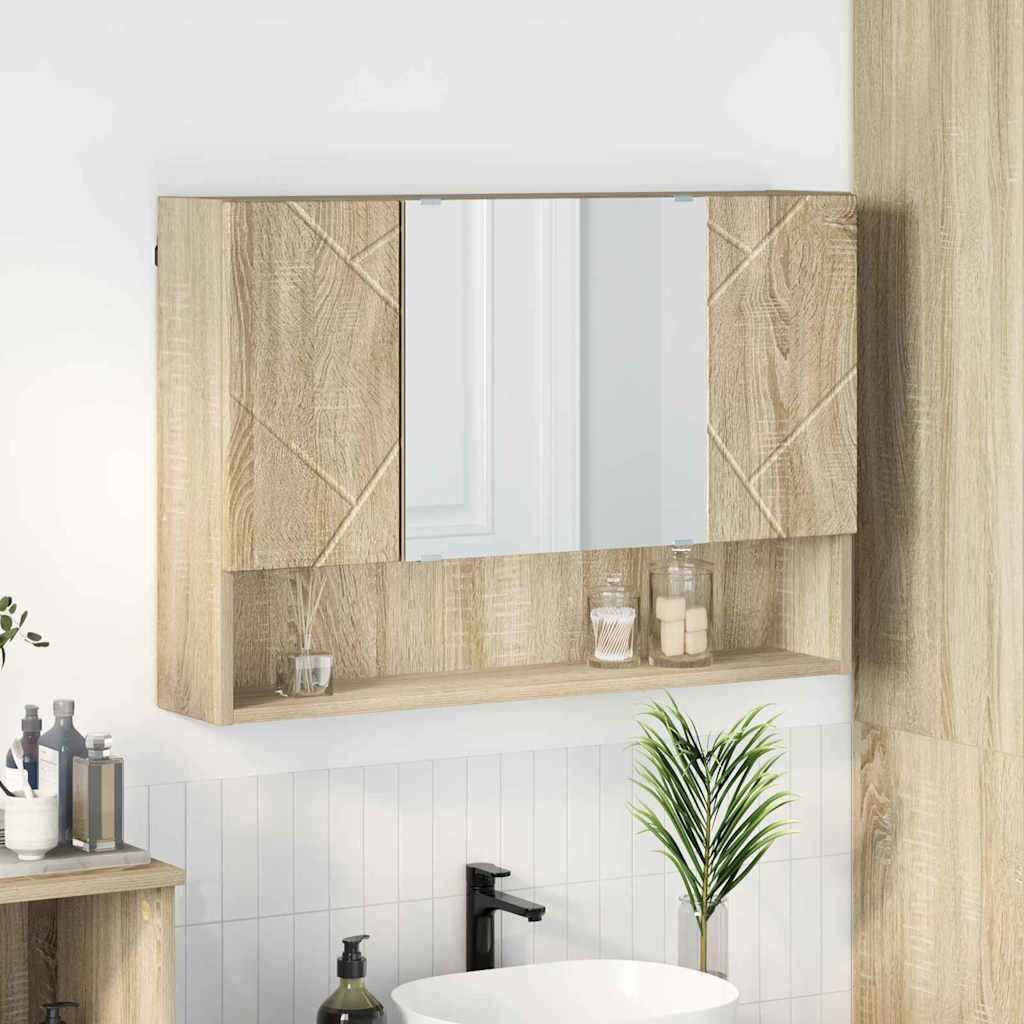 Ντουλάπα Καθρέφτη Επιτοίχιο Δρύς Sonoma 80 x 17 x 55 εκ - Pakobazaar