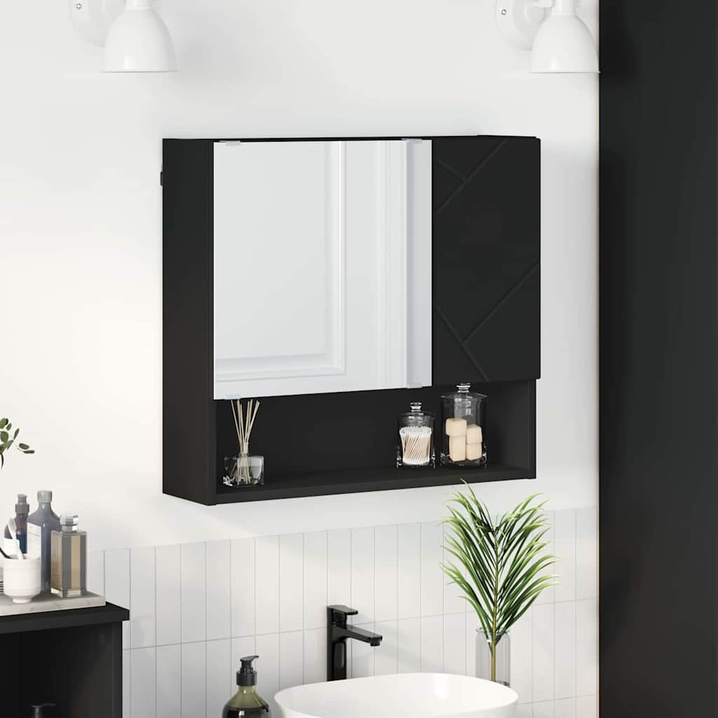 Ντουλάπα Καθρέφτη Μαύρο 59 x 17 x 55 cm Επεξεργασμένο ξύλο