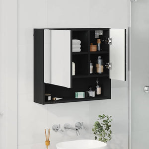 Ντουλάπα Καθρέφτη Μαύρο 59 x 17 x 55 cm Επεξεργασμένο Ξύλο
