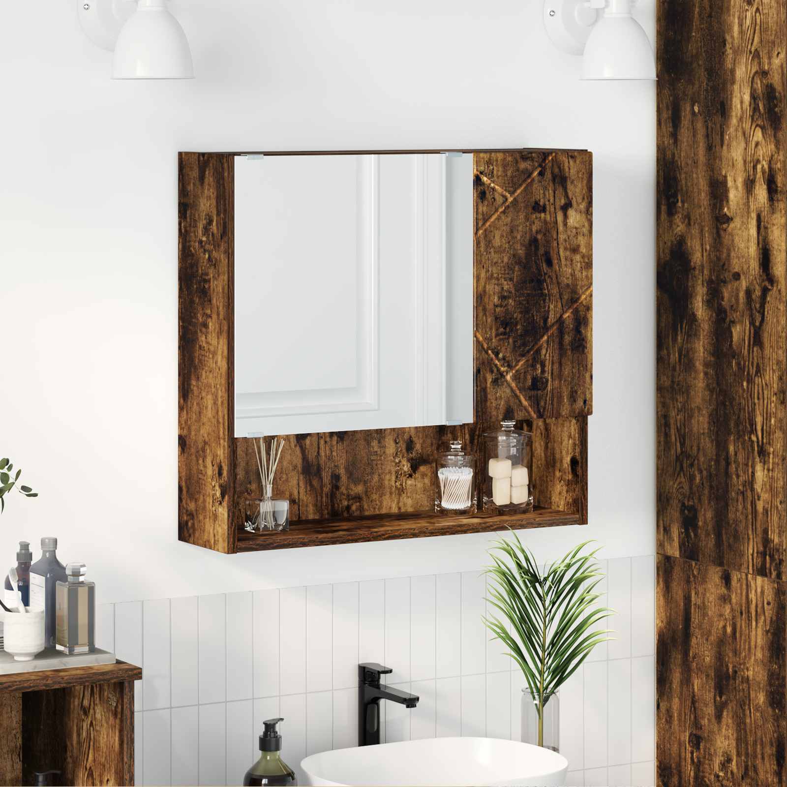 Ντουλάπα Καθρέφτη Καπνιστό Δρύς 59 x 17 x 55 cm - Pakobazaar