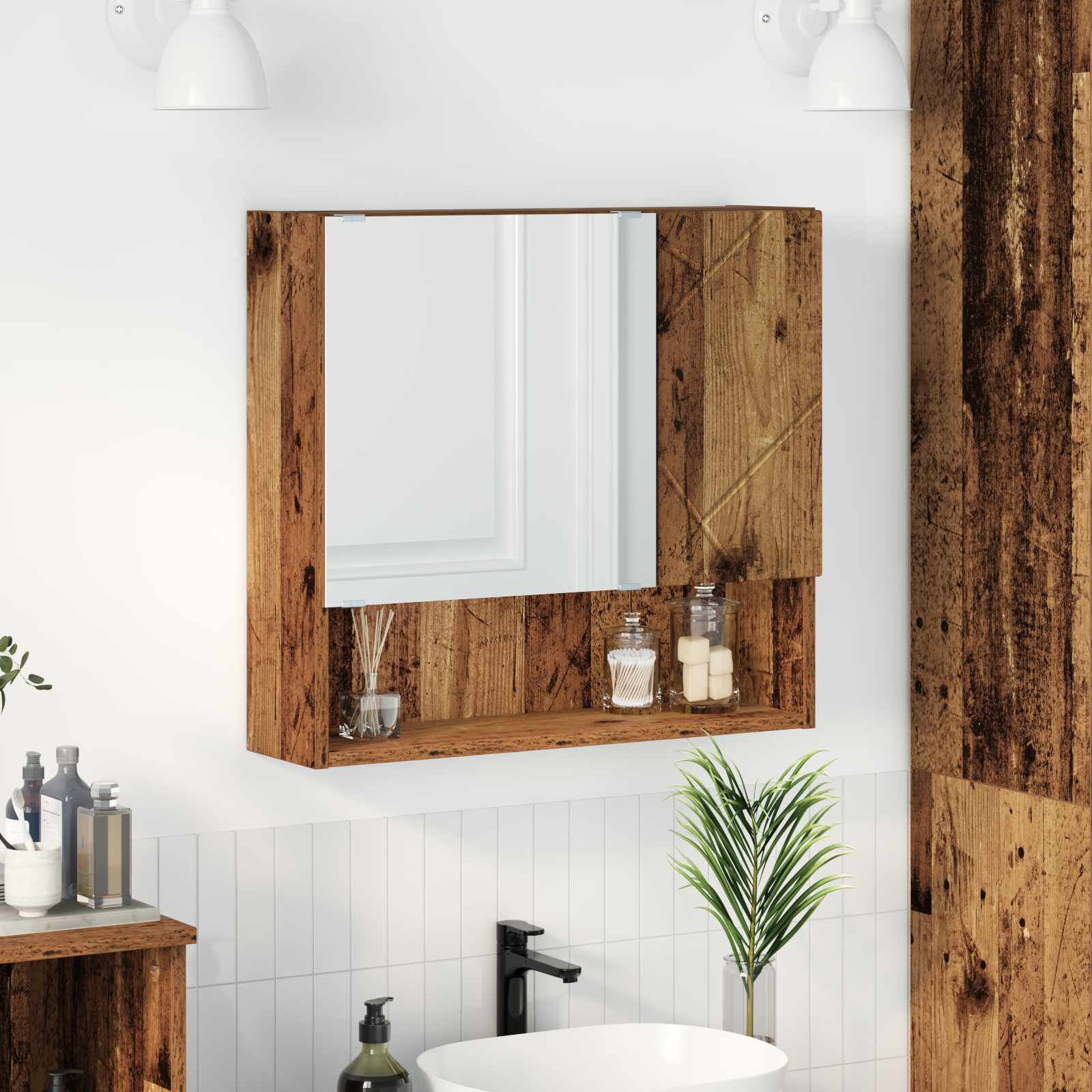 Ντουλάπα Καθρέφτη Παλιό ξύλο 59 x 17 x 55 cm Επεξεργασμένο Ξύλο - Pakobazaar