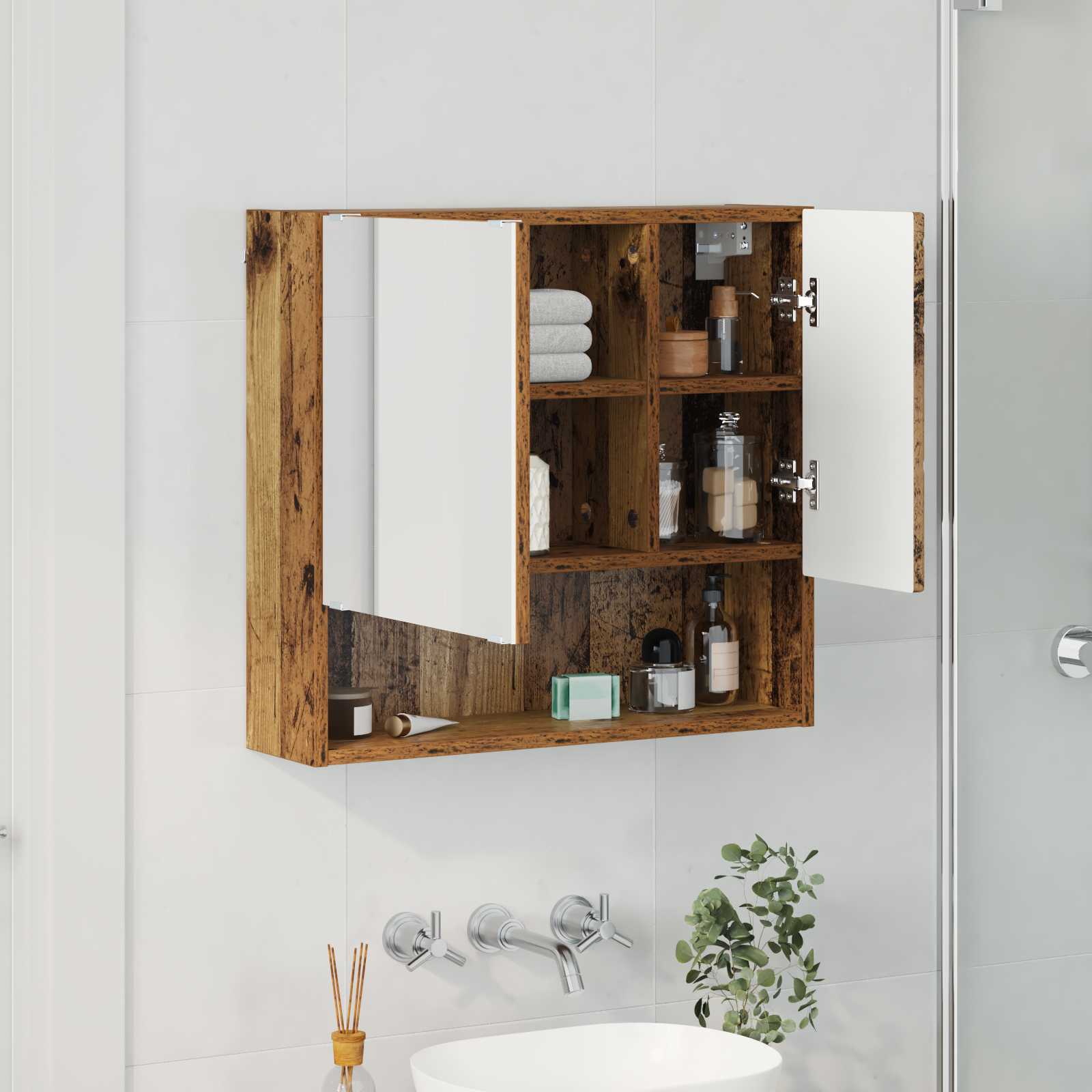 Ντουλάπα Καθρέφτη Παλιό ξύλο 59 x 17 x 55 cm Επεξεργασμένο Ξύλο - Pakobazaar