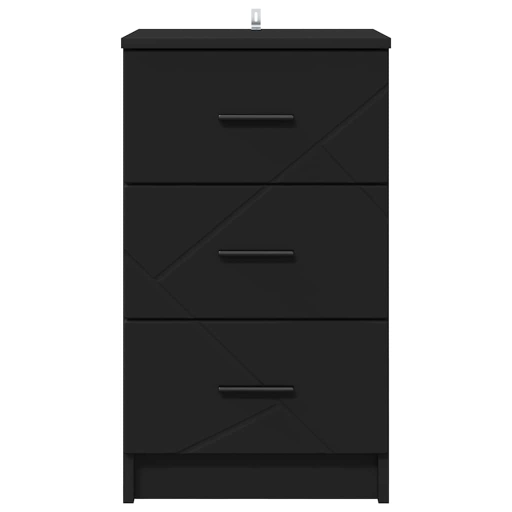 Κομοδίνο με συρτάρι Μαύρο 38 x 38 x 66 εκ Επεξεργασμένο ξύλο
