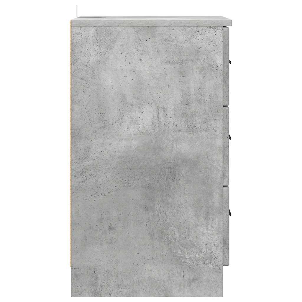 Κομοδίνο Γκρι σκυροδέματος 38 x 38 x 66 εκ Επεξεργασμένο ξύλο