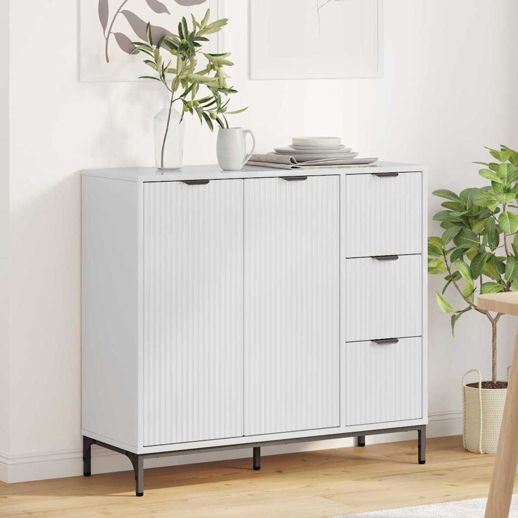 Πλαϊνό γραφείο Υψηλής γυαλάδας λευκό 89,5 x 33 x 82 εκ.
