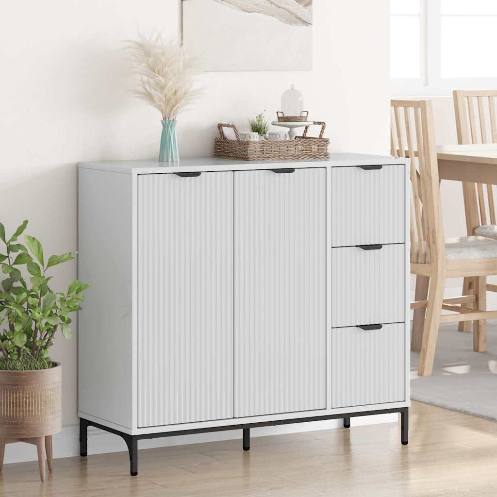 Πλαϊνό γραφείο Υψηλής γυαλάδας λευκό 89,5 x 33 x 82 εκ.