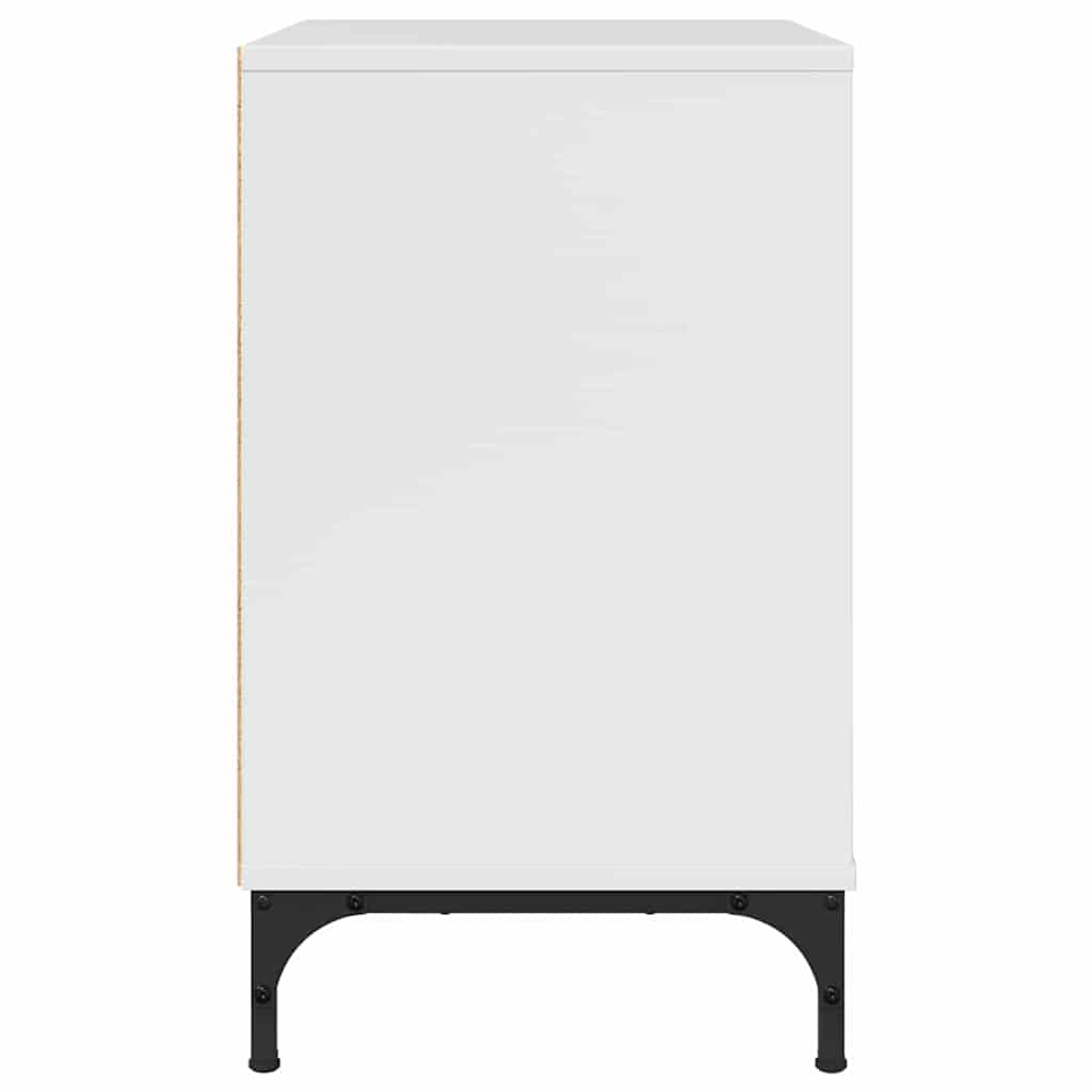 Κομοδίνο Γυαλιστερό λευκό 63.5 x 36 x 61 εκ Επεξεργασμένο ξύλο - Pakobazaar