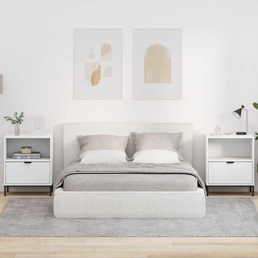 Κομοδίνο 2 pcs Λευκό 49 x 36 x 61 εκ Επεξεργασμένο ξύλο - Pakobazaar