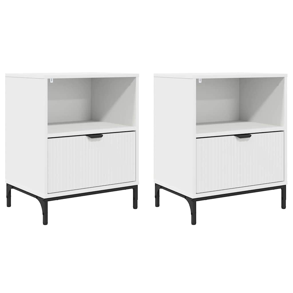Κομοδίνο 2 pcs Λευκό 49 x 36 x 61 εκ Επεξεργασμένο ξύλο - Pakobazaar