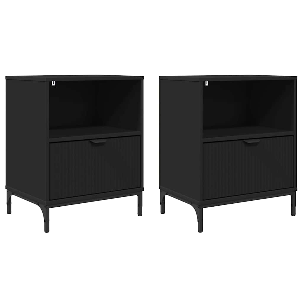 Κομοδίνο 2 pcs Μαύρο 49 x 36 x 61 εκ Επεξεργασμένο ξύλο - Pakobazaar